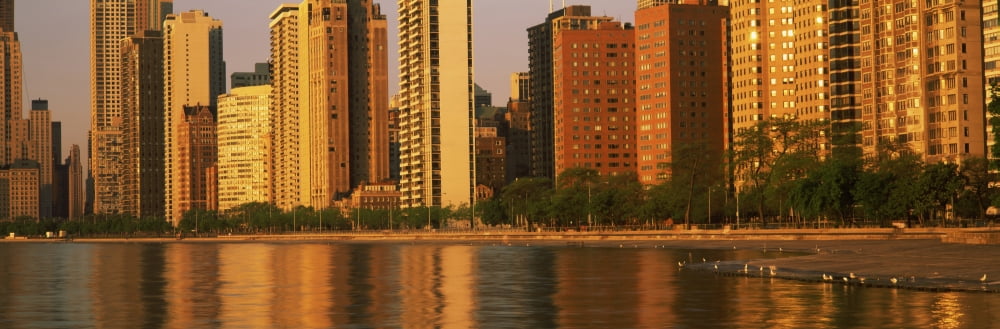 Buildings at the waterfront Lake Shore Drive North Avenue Beach Chicago Cook County Illinois USA Canvas Art - Panoramic Images (12 x 36)