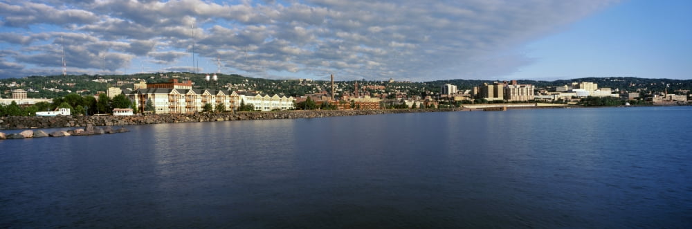 Buildings at the waterfront Lake Superior Duluth Minnesota USA Canvas Art - Panoramic Images (12 x 36)