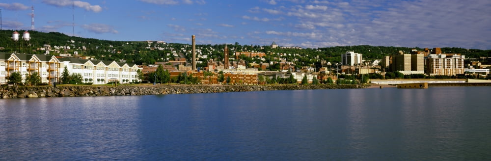 Buildings at the waterfront Lake Superior Duluth Minnesota USA Canvas Art - Panoramic Images (6 x 18)