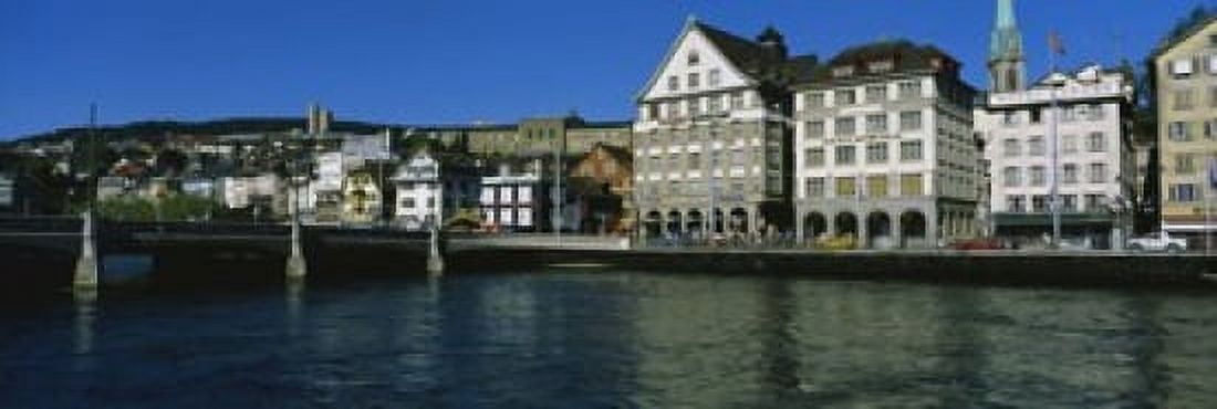 Buildings at the waterfront Limmat Quai Zurich Switzerland Canvas Art - Panoramic Images (18 x 6)