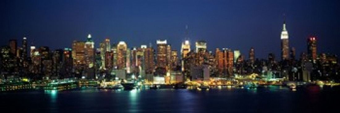 Buildings at the waterfront Manhattan New York City New York State USA Canvas Art - Panoramic Images (18 x 7)