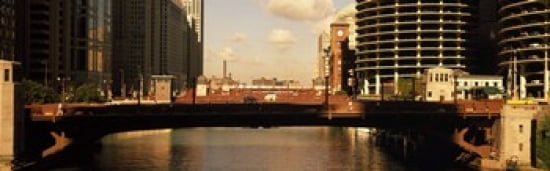 Buildings at the waterfront Marina Towers Chicago River Chicago Cook County Illinois USA Canvas Art - Panoramic Images (36 x 12)