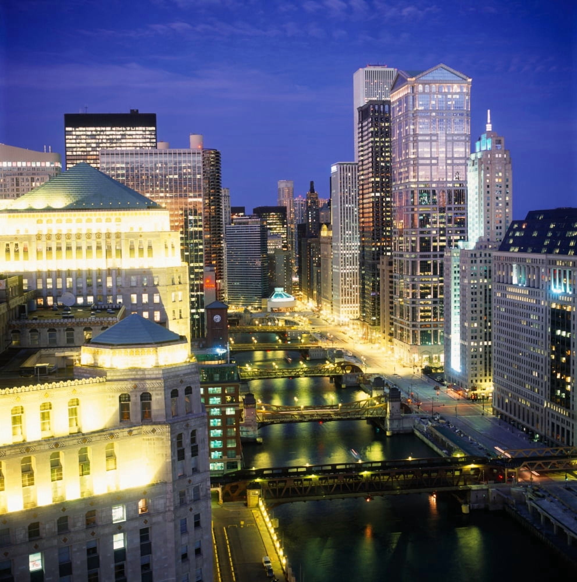 Buildings at the waterfront Merchandise Mart Chicago River Chicago Illinois USA Canvas Art - Panoramic Images (24 x 24)