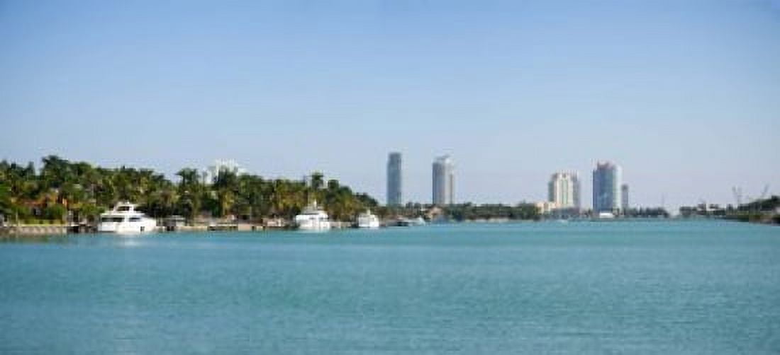 Buildings at the waterfront Miami Florida USA Canvas Art - Panoramic Images (15 x 7)