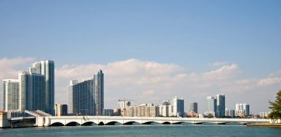 Buildings at the waterfront Miami Florida USA Canvas Art - Panoramic Images (24 x 12)
