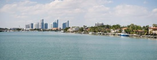 Buildings at the waterfront Miami Florida USA Canvas Art - Panoramic Images (30 x 12)