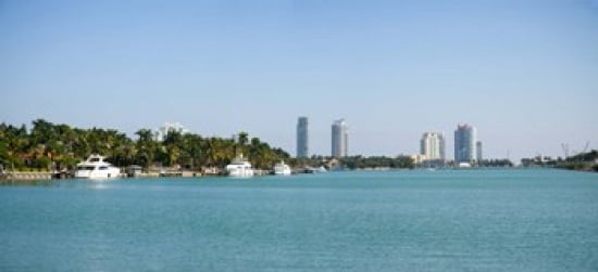 Buildings at the waterfront Miami Florida USA Canvas Art - Panoramic Images (30 x 14)