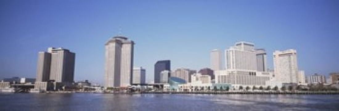 Buildings at the waterfront Mississippi River New Orleans Louisiana USA Canvas Art - Panoramic Images (18 x 6)