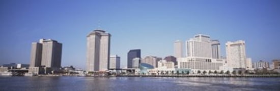Buildings at the waterfront Mississippi River New Orleans Louisiana USA Canvas Art - Panoramic Images (36 x 12)