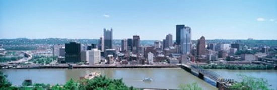 Buildings at the waterfront Monongahela River Pittsburgh Pennsylvania USA Canvas Art - Panoramic Images (18 x 6)