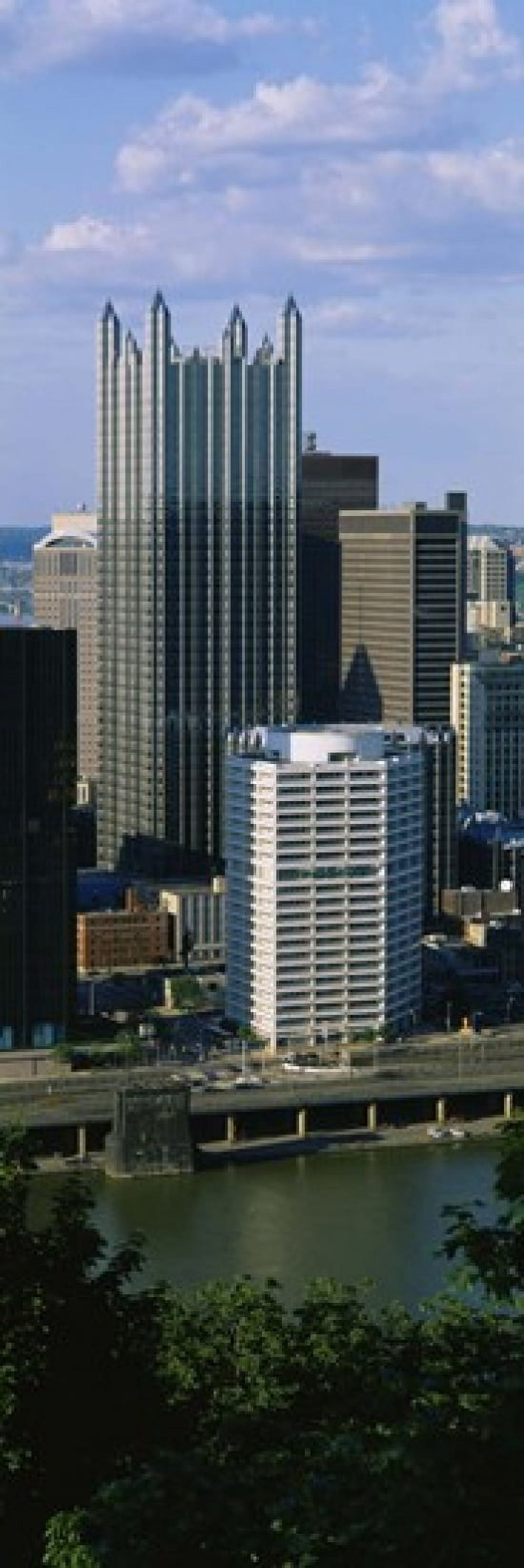 Buildings at the waterfront Monongahela River Pittsburgh Pennsylvania USA Canvas Art - Panoramic Images (18 x 6)