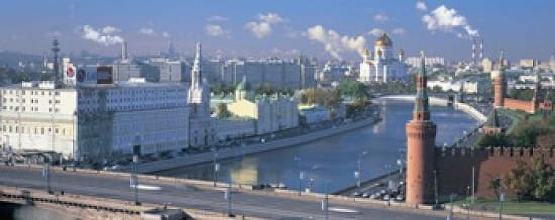 Buildings at the waterfront Moskva River Moscow Russia Canvas Art - Panoramic Images (15 x 6)