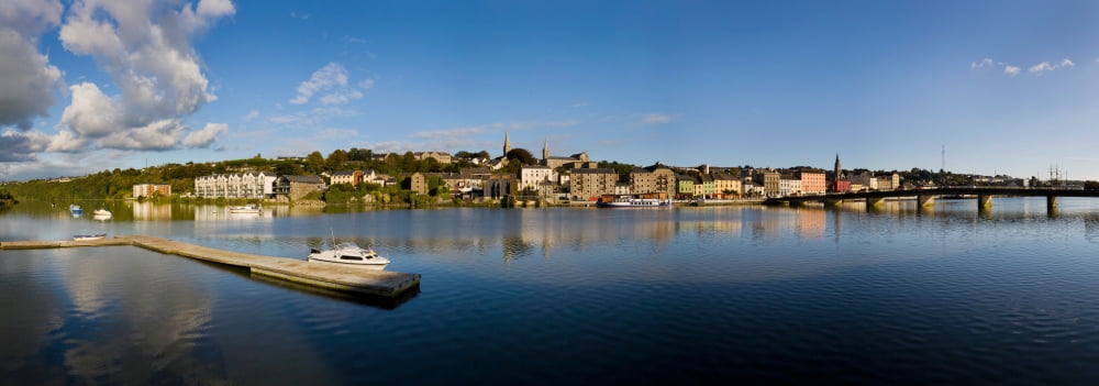 Buildings at the waterfront New Ross River Barrow County Wexford Republic of Ireland Canvas Art - Panoramic Images (26 x 9)