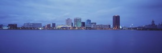 Buildings at the waterfront Norfolk Virginia USA Canvas Art - Panoramic Images (36 x 12)