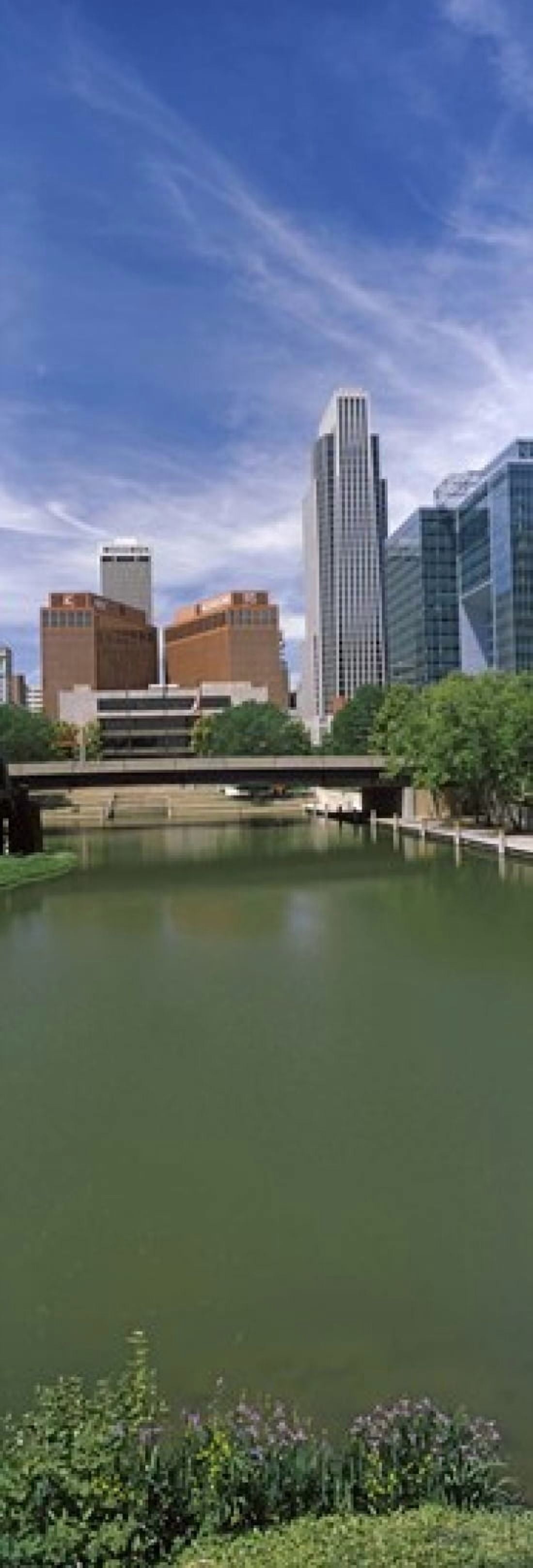 Buildings at the waterfront Omaha Nebraska USA Canvas Art - Panoramic Images (18 x 6)