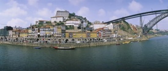 Buildings at the waterfront Oporto Douro Litoral Portugal Canvas Art - Panoramic Images (30 x 13)