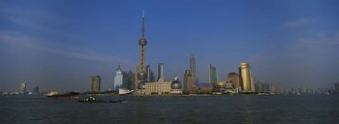 Buildings at the waterfront Oriental Pearl Tower Huangpu River Pudong Shanghai China Canvas Art - Panoramic Images (18 x 7)
