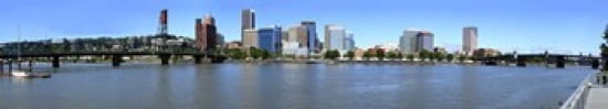 Buildings at the waterfront Portland Rose Festival Portland Multnomah County Oregon USA 2010 Canvas Art - Panoramic Images (44 x 8)