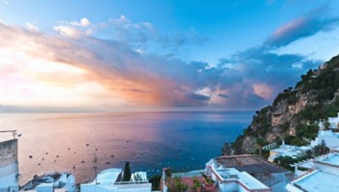 Buildings at the waterfront Positano Amalfi Coast Province of Salerno Campania Italy Canvas Art - Panoramic Images (36 x 21)