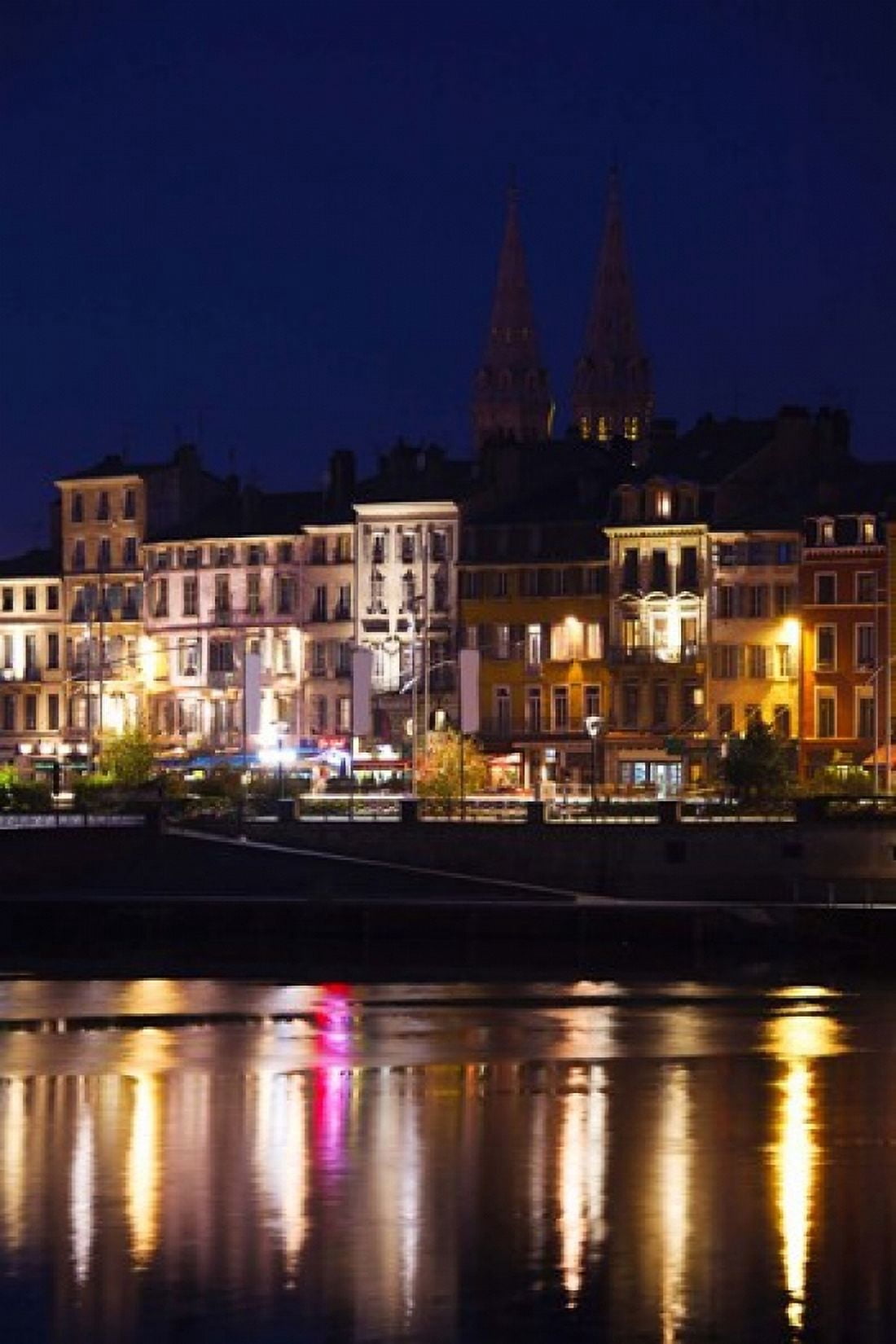 Buildings at the waterfront Quai Lamartine Saone River Macon Burgundy Saone-et-Loire France Canvas Art - Panoramic Images (24 x 36)