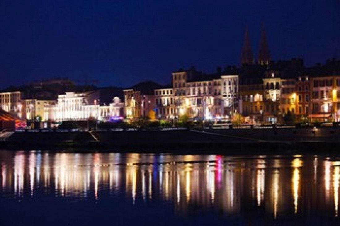 Buildings at the waterfront Quai Lamartine Saone River Macon Burgundy Saone-et-Loire France Canvas Art - Panoramic Images (36 x 24)