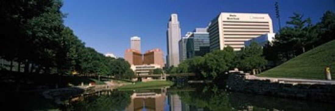 Buildings at the waterfront Qwest Building Omaha Nebraska USA Canvas Art - Panoramic Images (18 x 6)