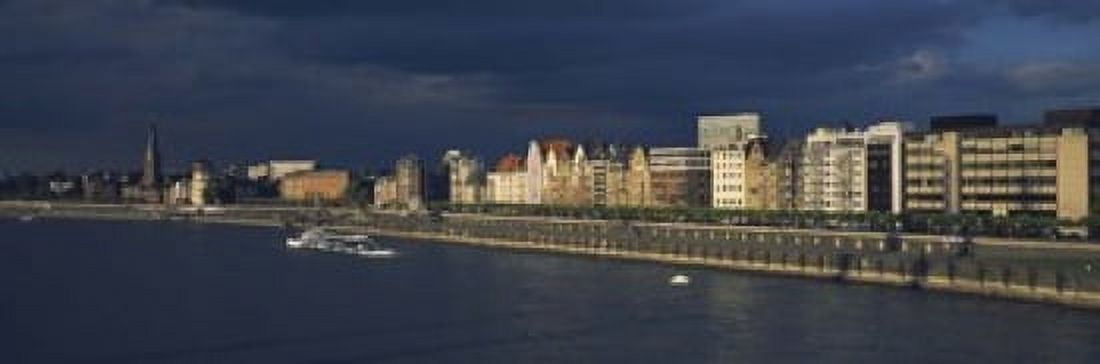 Buildings at the waterfront Rhine River Dusseldorf Germany Canvas Art - Panoramic Images (18 x 6)