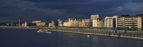 Buildings at the waterfront Rhine River Dusseldorf Germany Canvas Art - Panoramic Images (36 x 12)