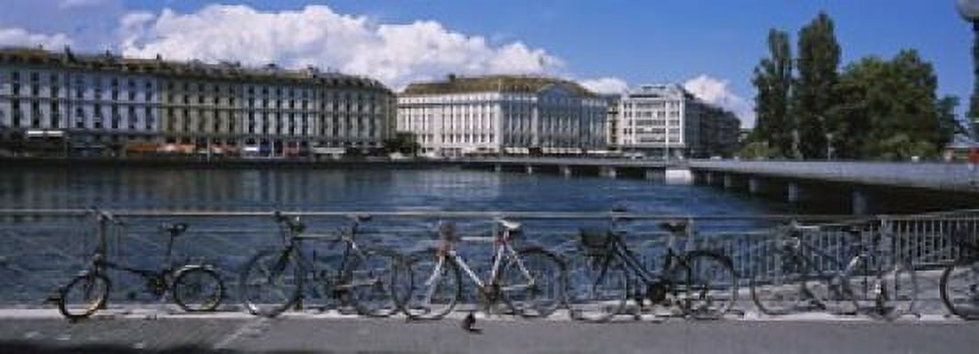 Buildings at the waterfront Rhone River Geneva Switzerland Canvas Art - Panoramic Images (18 x 7)