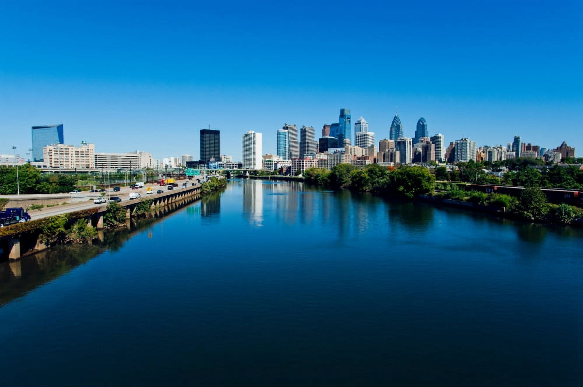 Buildings at the waterfront River Delaware Philadelphia Pennsylvania USA Canvas Art - Panoramic Images (18 x 24)