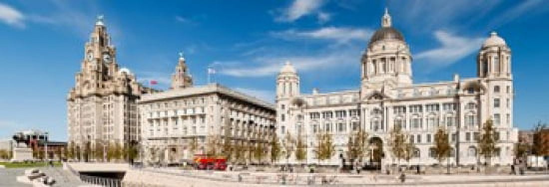 Buildings at the waterfront Royal Liver Building Port Of Liverpool Building Liverpool Merseyside England Canvas Art - Panoramic Images (36 x 13)