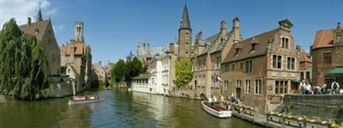 Buildings at the waterfront Rozenhoedkaai Bruges West Flanders Belgium Canvas Art - Panoramic Images (15 x 6)