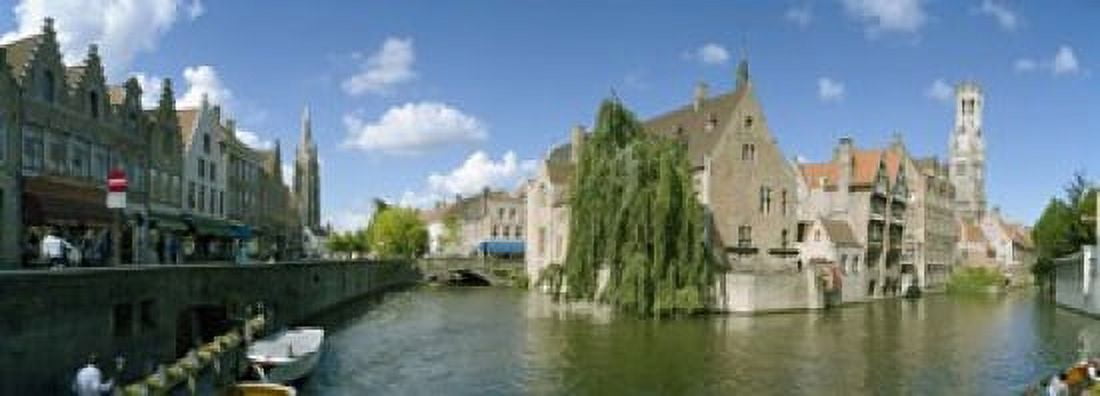 Buildings at the waterfront Rozenhoedkaai Bruges West Flanders Belgium Canvas Art - Panoramic Images (18 x 7)