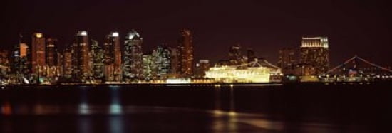 Buildings at the waterfront San Diego California USA 2010 Canvas Art - Panoramic Images (36 x 12)