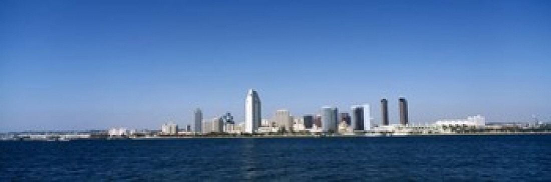 Buildings at the waterfront San Diego California USA Canvas Art - Panoramic Images (18 x 6)