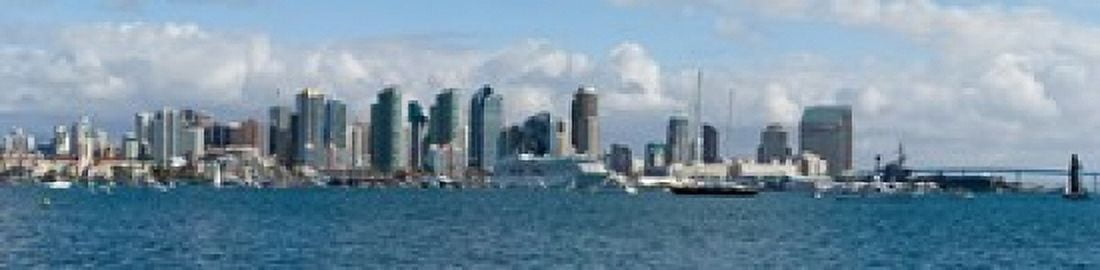 Buildings at the waterfront San Diego California USA Canvas Art - Panoramic Images (20 x 5)