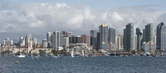 Buildings at the waterfront San Diego California USA Canvas Art - Panoramic Images (30 x 14)