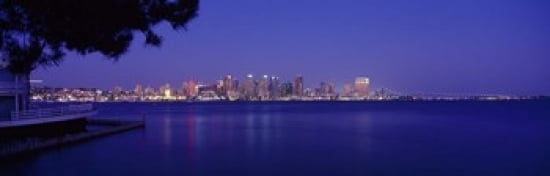 Buildings at the waterfront San Diego California USA Canvas Art - Panoramic Images (36 x 12)