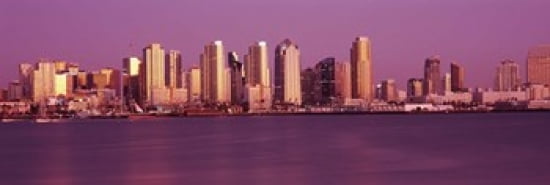Buildings at the waterfront San Diego California USA Canvas Art - Panoramic Images (36 x 12)