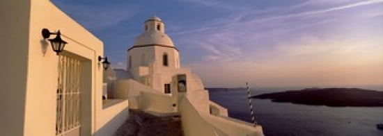 Buildings at the waterfront Santorini Cyclades Islands Greece Canvas Art - Panoramic Images (36 x 13)