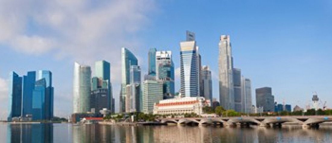 Buildings at the waterfront Singapore City Singapore Canvas Art - Panoramic Images (30 x 13)