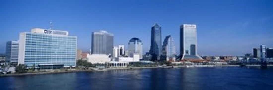 Buildings at the waterfront St Johns River Jacksonville Florida USA Canvas Art - Panoramic Images (18 x 6)