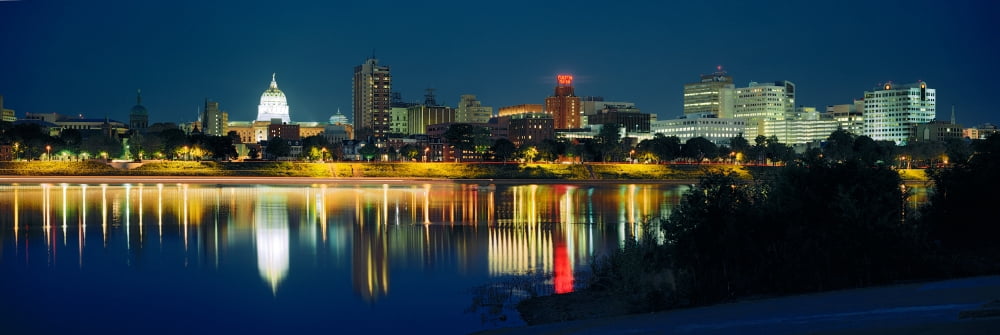 Buildings at the waterfront State Capitol Building Harrisburg Pennsylvania USA Canvas Art - Panoramic Images (6 x 18)