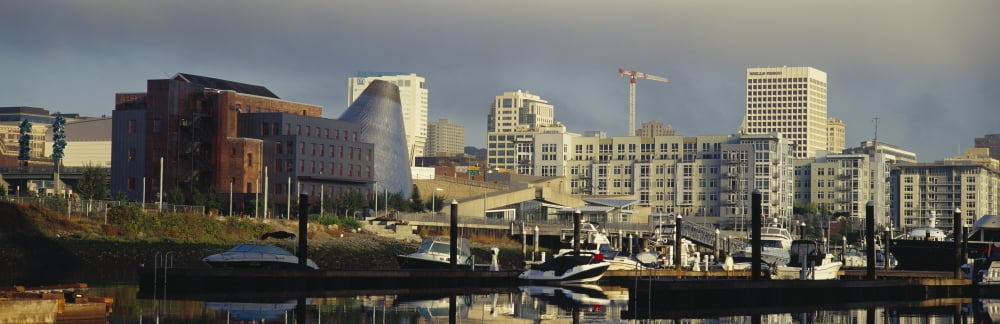 Buildings at the waterfront Thea Foss Waterway Tacoma Pierce County Washington State USA Canvas Art - Panoramic Images (27 x 9)