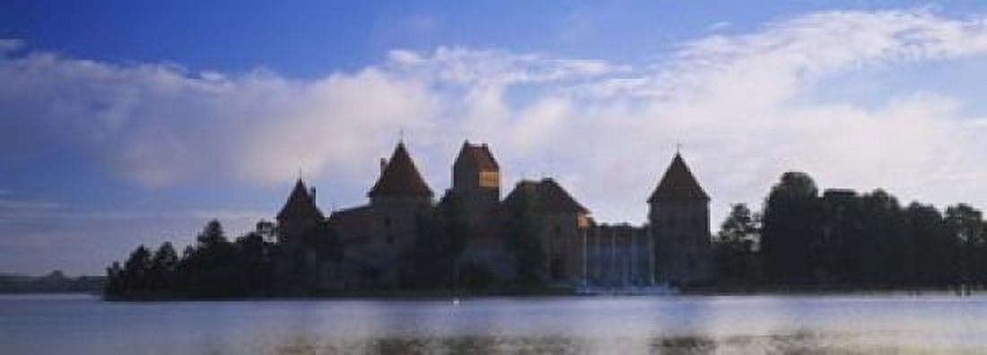 Buildings at the waterfront Trakai Island Castle Lake Galve Vilnius Trakai Lithuania Canvas Art - Panoramic Images (18 x 7)