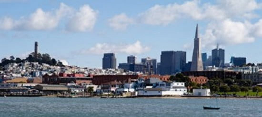 Buildings at the waterfront Transamerica Pyramid Coit Tower Fishermans Wharf San Francisco California USA Canvas Art - Panoramic Images (15 x 7)