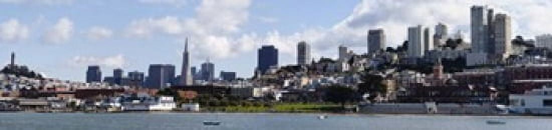 Buildings at the waterfront Transamerica Pyramid Ghirardelli Building Coit Tower San Francisco California USA Canvas Art - Panoramic Images (20 x 5)