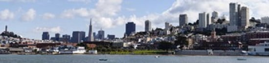 Buildings at the waterfront Transamerica Pyramid Ghirardelli Building Coit Tower San Francisco California USA Canvas Art - Panoramic Images (40 x 10)