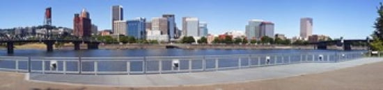 Buildings at the waterfront Vista Point Portland Multnomah County Oregon USA 2010 Canvas Art - Panoramic Images (40 x 10)