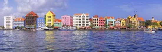 Buildings at the waterfront Willemstad Curacao Netherlands Antilles Canvas Art - Panoramic Images (36 x 12)